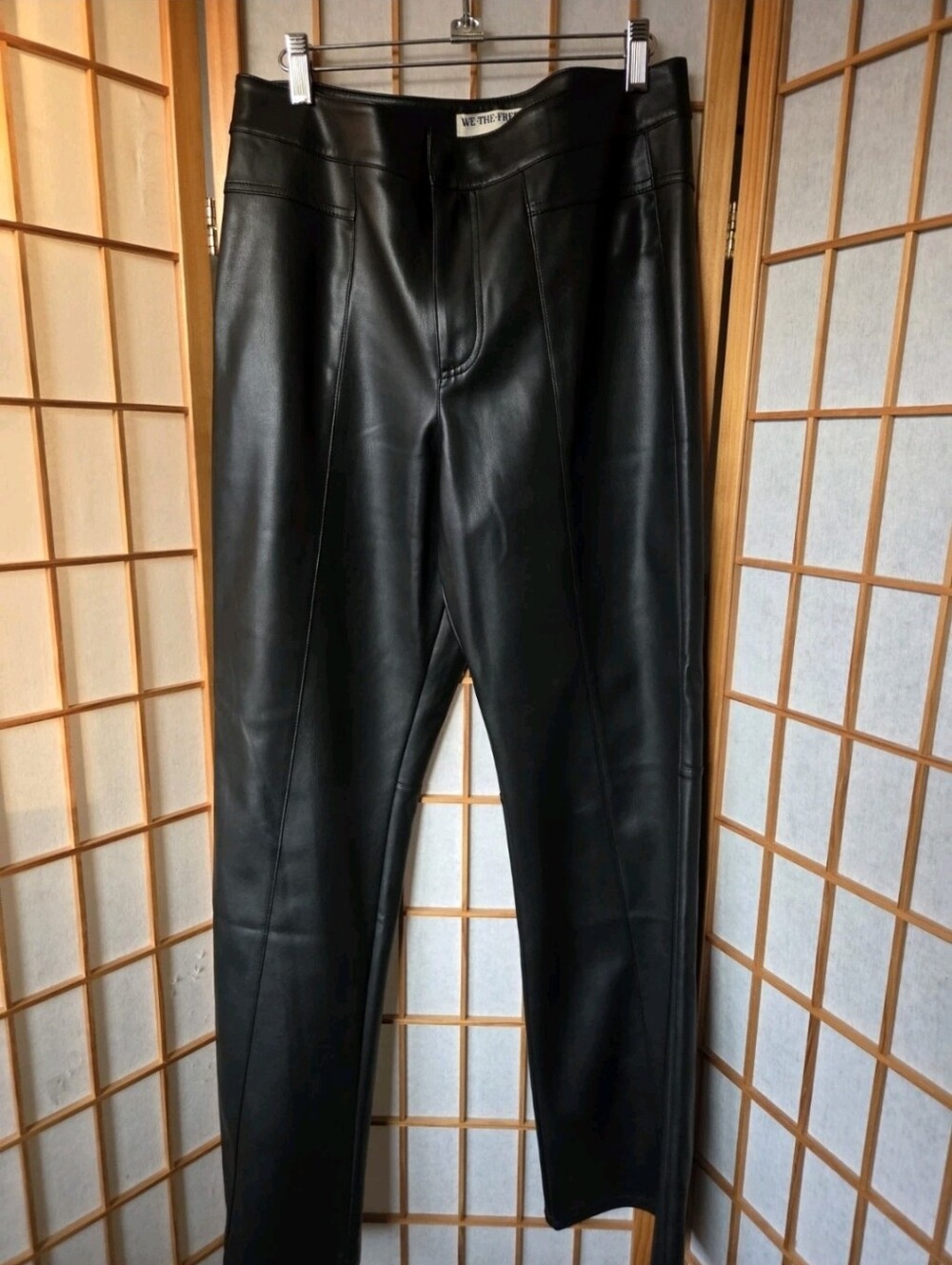 NEW WOMENS FREE THE PEOPLE BLACK FAUX LEATHER BOOTCUT PANTS SIZE 10/MEDIUM
